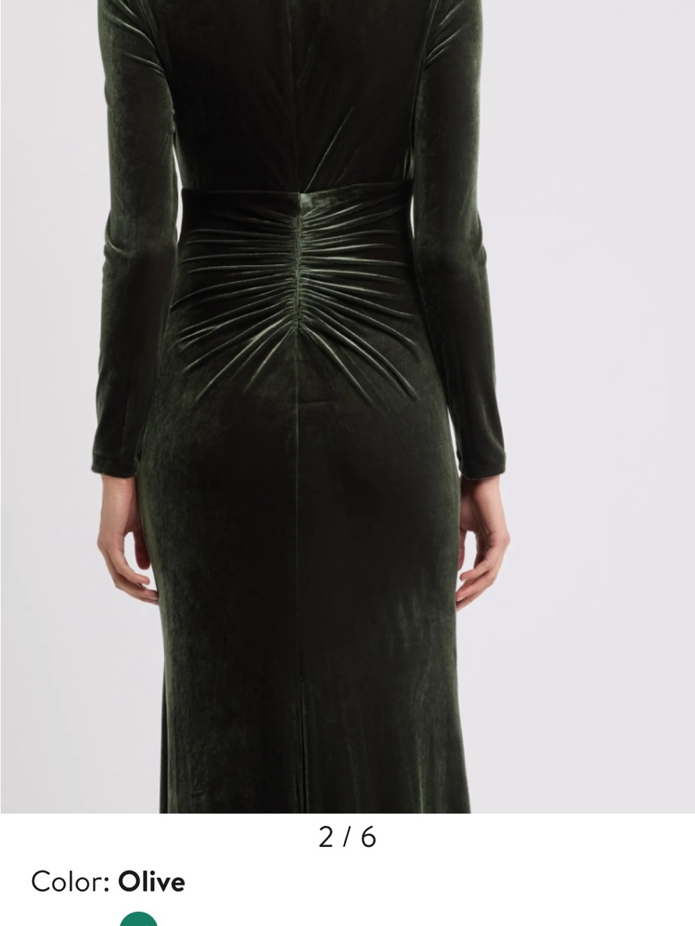 Eliza J Olive Velvet Ruched Long-Sleeve Gown - Picture 10 of 11
